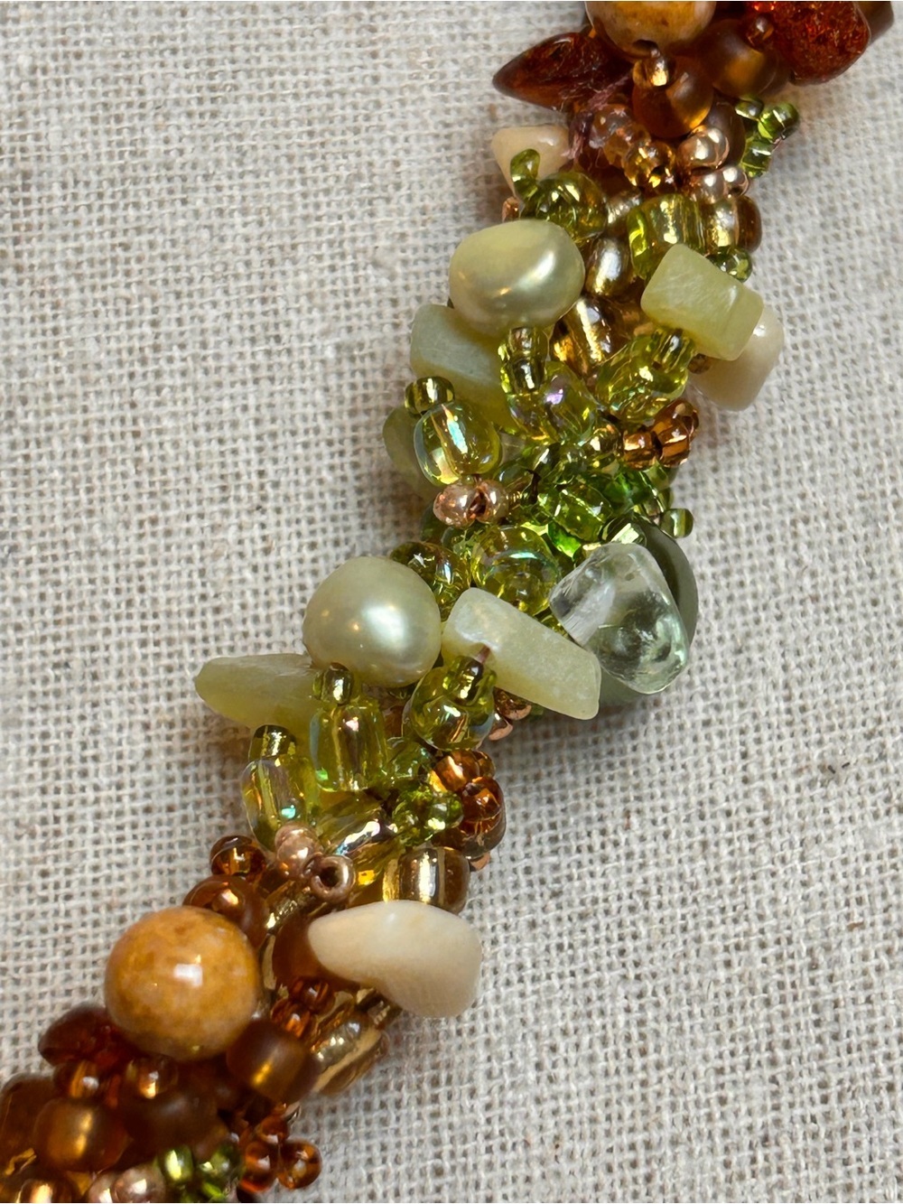 Artisan Chunky Carnelian Agate Slice Pendant Necklace, Carnelian Peridot Earthy - Picture 8 of 11